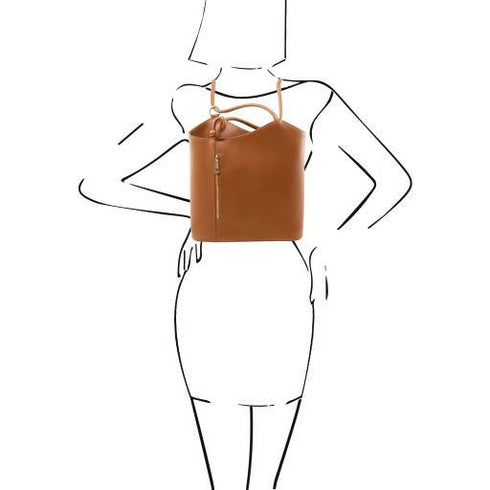 Patty - Saffiano leather convertible backpack shoulderbag